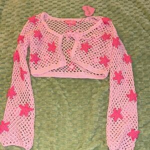 Pink Star-Embellished Women's Sweater